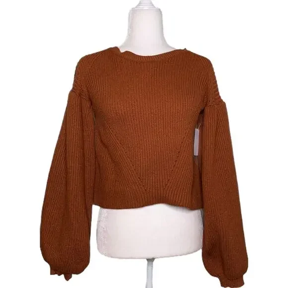 Maisie Peter Bishop Sleeve Sweater Rust Brown XS - Picture 11 of 11